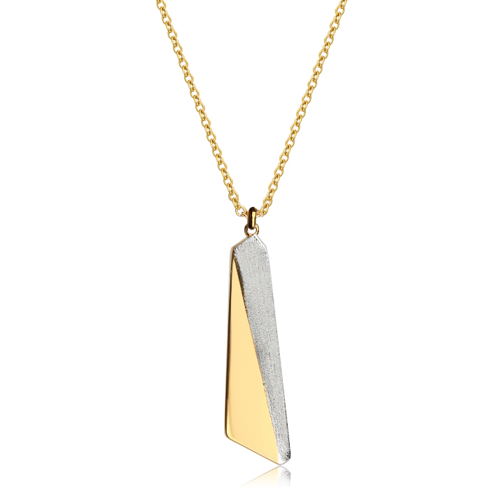 925 Sterling Silver Two-Tone Dual Slice Geometric Pendant
