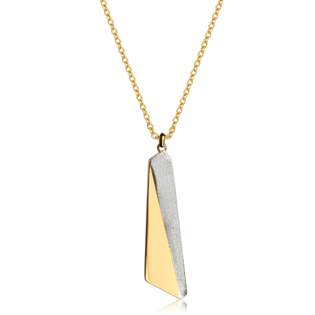 925 Sterling Silver Two-Tone Dual Slice Geometric Pendant