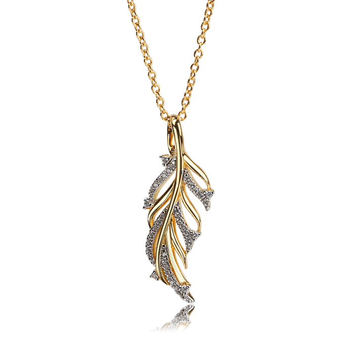 925 Sterling Silver Cubic Zirconia Leaf Pendants