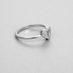 925 Sterling Silver Open Heart Paved CZ Thin Ring