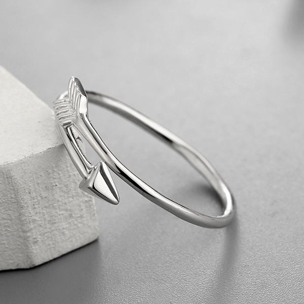 925 Sterling Silver Cupid's Arrow Open Ring