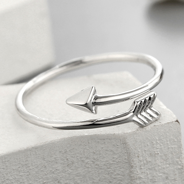 925 Sterling Silver Cupid's Arrow Open Ring