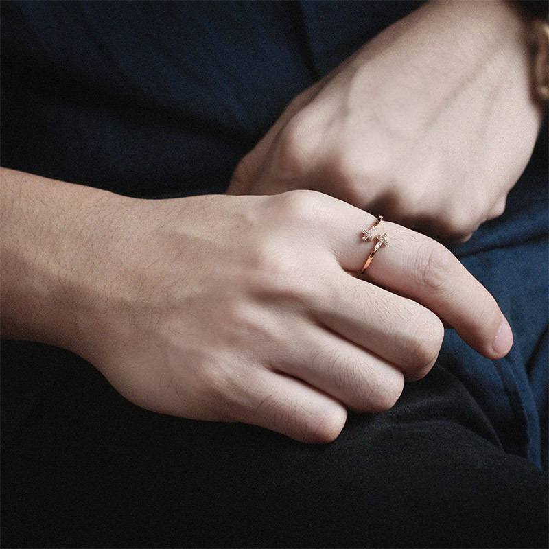925 Sterling Silver Double Cross Paved CZ Open Ring