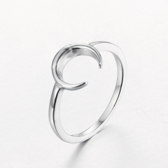 925 Sterling Silver Moon Open Ring