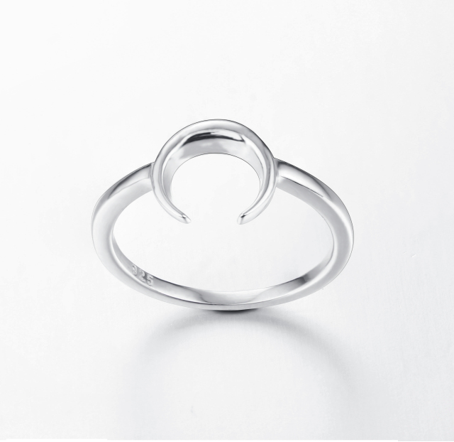925 Sterling Silver Moon Open Ring