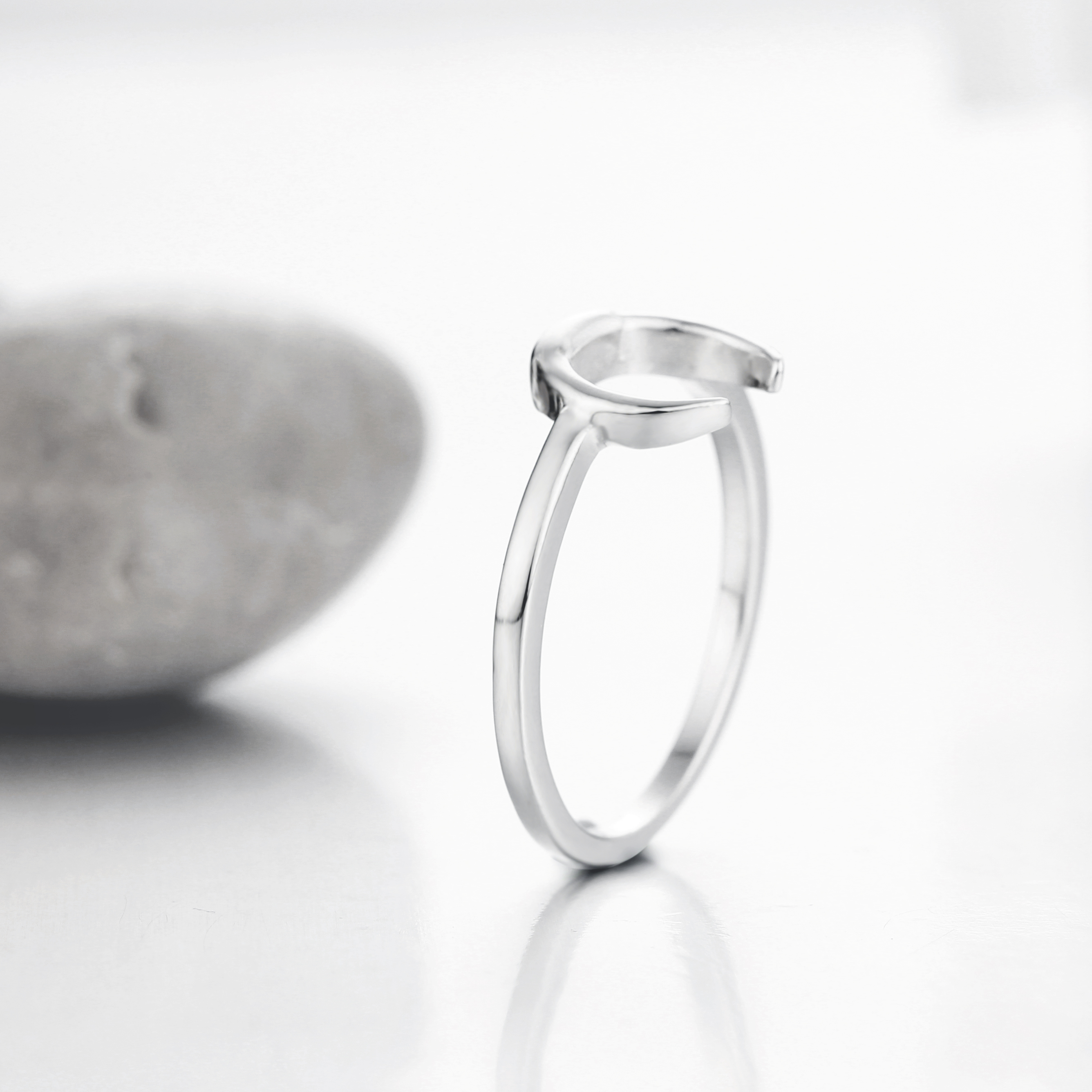 925 Sterling Silver Moon Open Ring