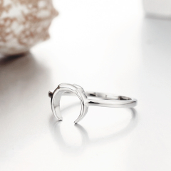 925 Sterling Silver Moon Open Ring