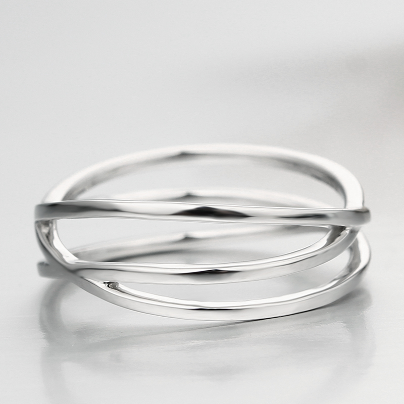 925 Sterling Silver Multi-Layer Intertwined Geometric Ring
