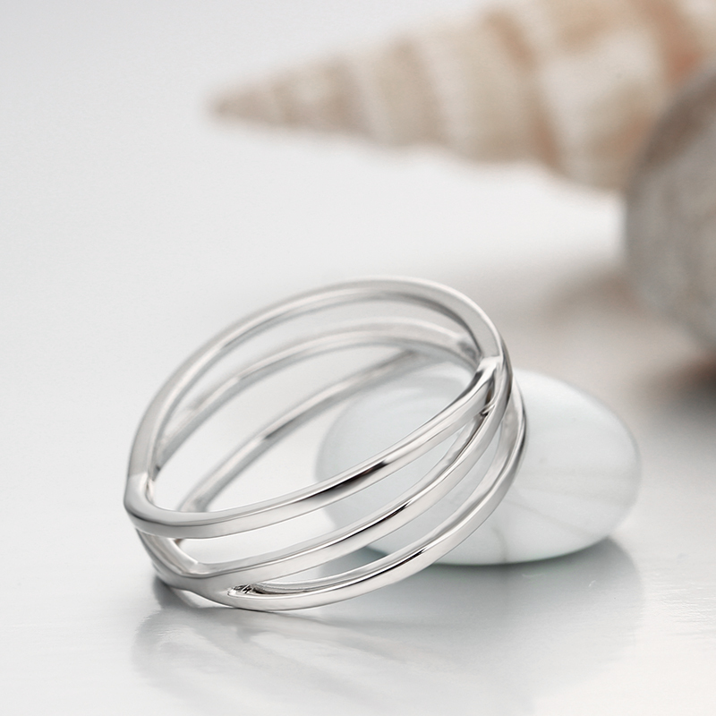 925 Sterling Silver Multi-Layer Intertwined Geometric Ring