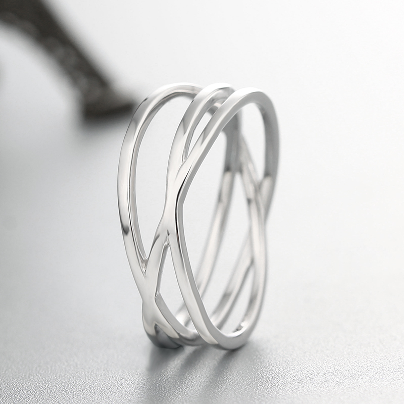 925 Sterling Silver Multi-Layer Intertwined Geometric Ring