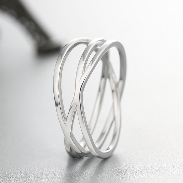 925 Sterling Silver Multi-Layer Intertwined Geometric Ring