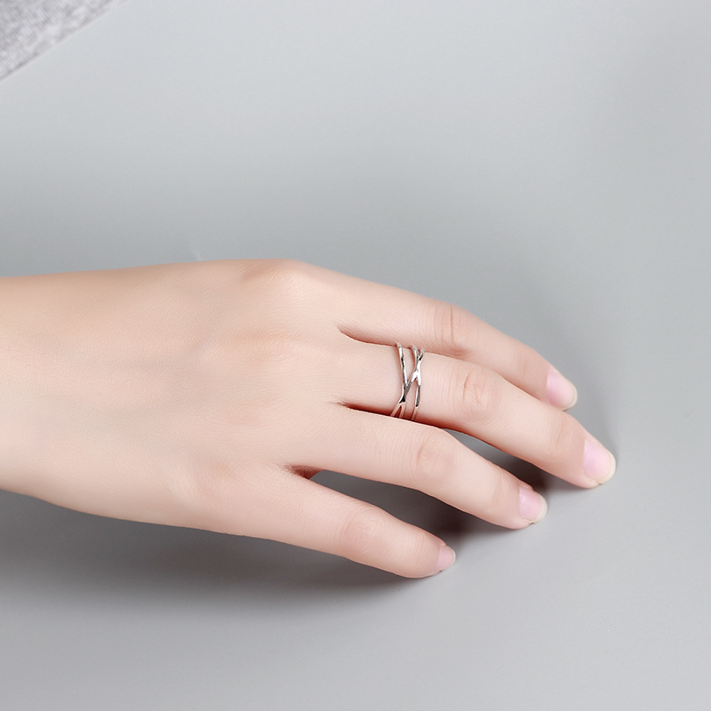 925 Sterling Silver Multi-Layer Intertwined Geometric Ring