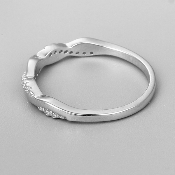 925 Sterling Silver Twist Knot Paved CZ Thin Ring