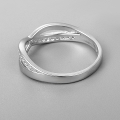 925 Sterling Silver Crisscross Twist Paved CZ Ring