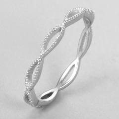 925 Sterling Silver Hollow Twist Milgrain Ring