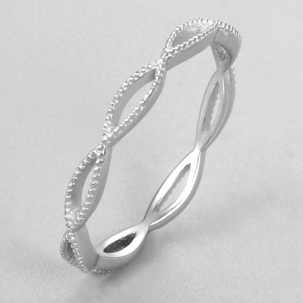 925 Sterling Silver Hollow Twist Milgrain Ring