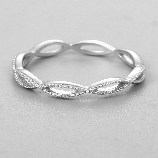 925 Sterling Silver Hollow Twist Milgrain Ring