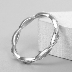 925 Sterling Silver Hollow Twist Milgrain Ring
