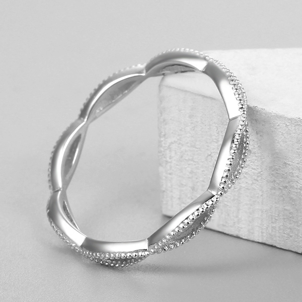 925 Sterling Silver Hollow Twist Milgrain Ring