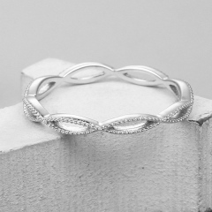 925 Sterling Silver Hollow Twist Milgrain Ring