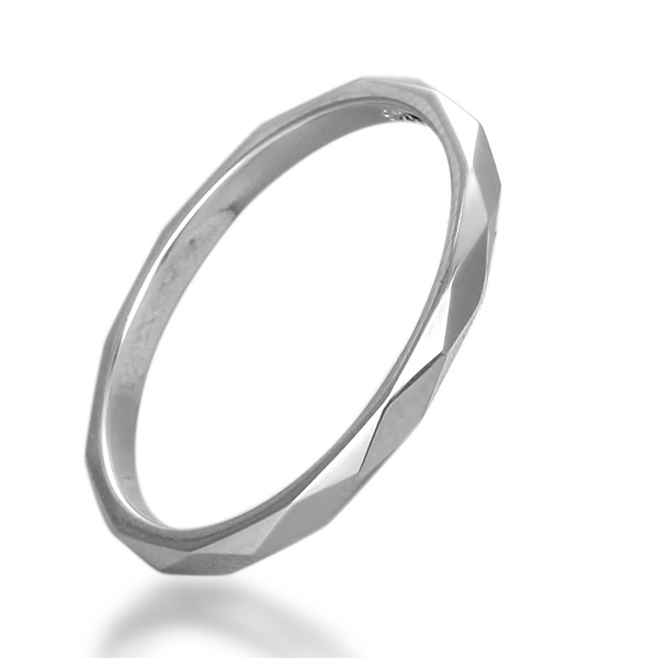 925 Sterling Silver Rhombus Cut Twist Thin Ring