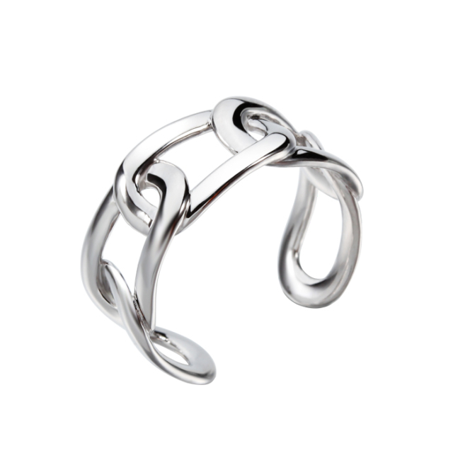 925 Sterling Silver Curb Chain Open Ring