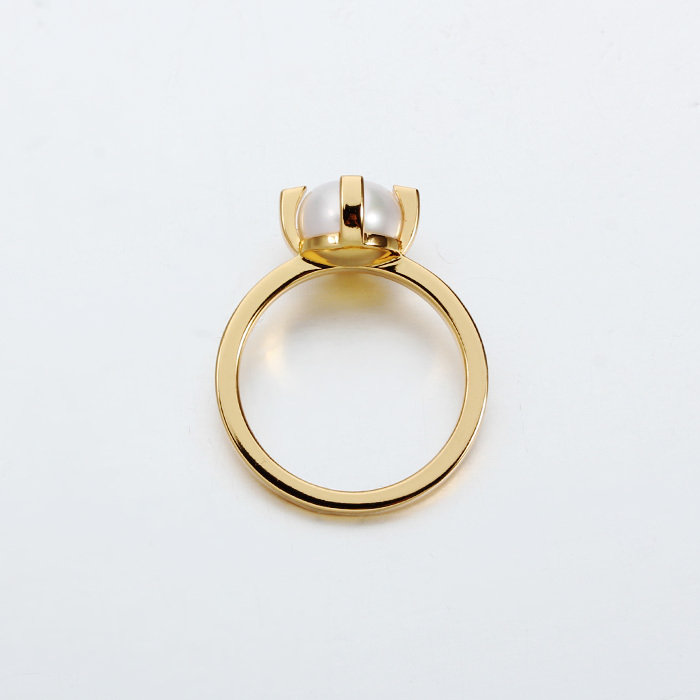 925 Sterling Silver Four-Prong Pink CZ Pearl Ring
