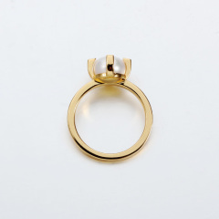 925 Sterling Silver Four-Prong Pink CZ Pearl Ring