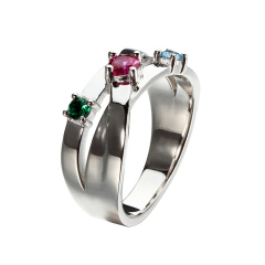 925 Sterling Silver Crisscross Twist Multi-CZ Ring