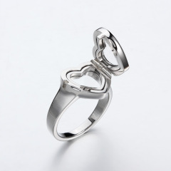 925 Sterling Silver Heart Locket Ring