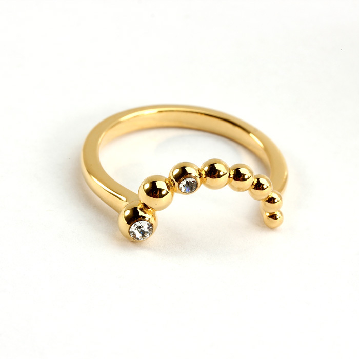 925 Sterling Silver Beaded CZ Open Ring