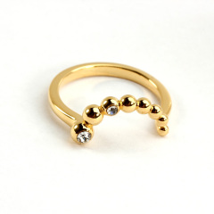 925 Sterling Silver Beaded CZ Open Ring