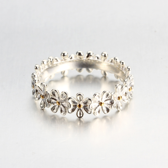 925 Sterling Silver Daisy Flower Stackable Ring