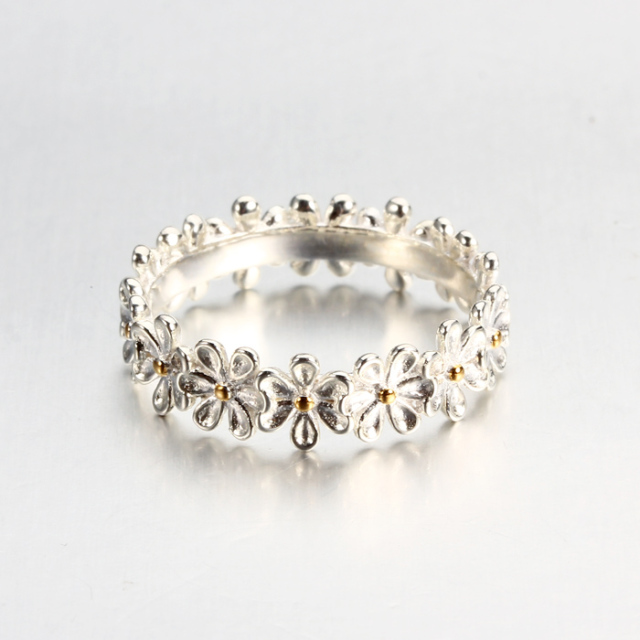 925 Sterling Silver Daisy Flower Stackable Ring