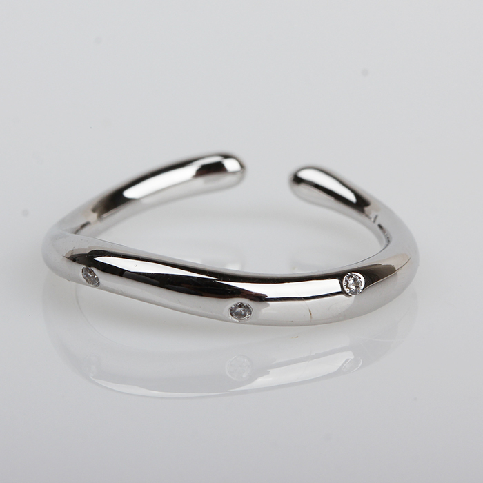 925 Sterling Silver CZ Open Ring