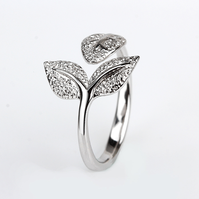 925 Sterling Silver Leaf Open Ring
