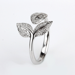 925 Sterling Silver Leaf Open Ring