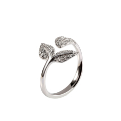 925 Sterling Silver Leaf Open Ring