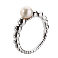 925 Sterling Silver Freshwater Pearl Beaded Surface Ring