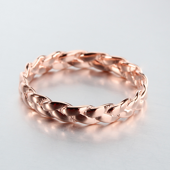 Rose Gold Plated 925 Sterling Silver Twist Stackable Ring