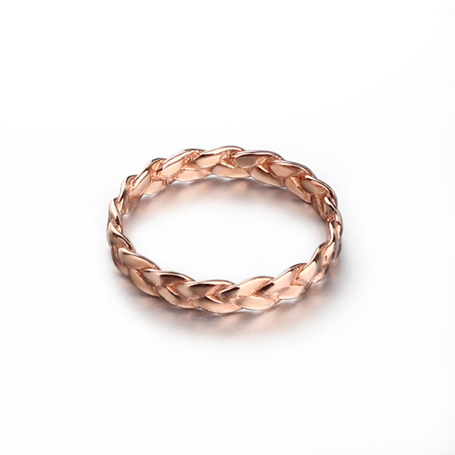 Rose Gold Plated 925 Sterling Silver Twist Stackable Ring