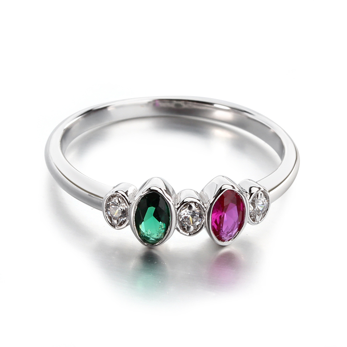 925 Sterling Silver Multi Color CZ Stone Ring