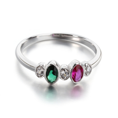 925 Sterling Silver Multi Color CZ Stone Ring