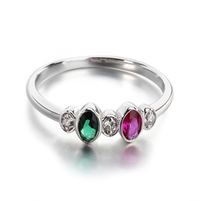 925 Sterling Silver Multi Color CZ Stone Ring