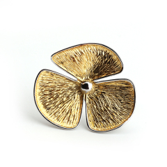 925 Sterling Silver Two-Tone Hammer Flower Ring