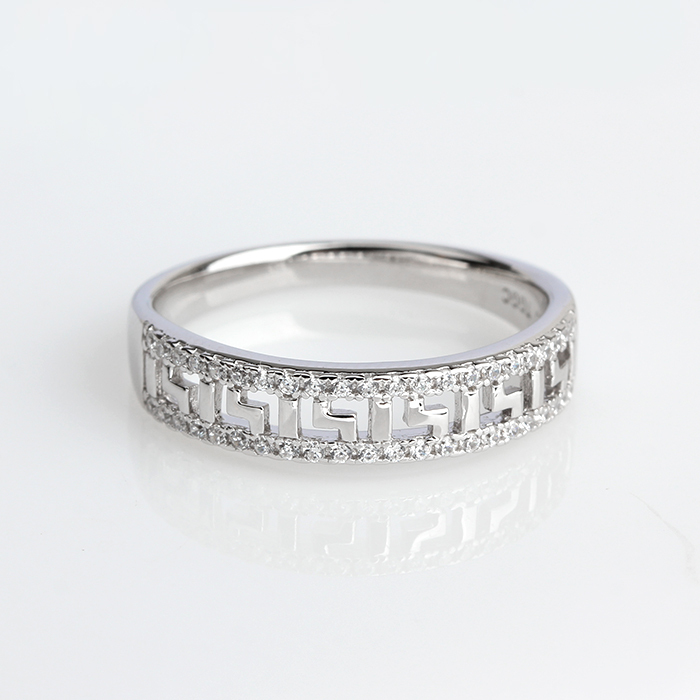 925 Sterling Silver Cubic Zirconia Hollowed Pattern Ring Jewelry