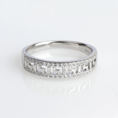 925 Sterling Silver Cubic Zirconia Hollowed Pattern Ring Jewelry