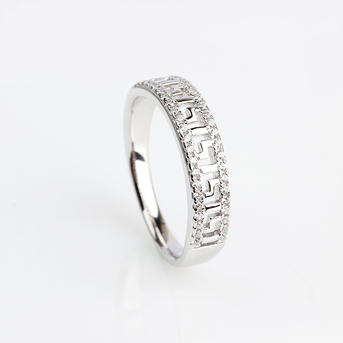 925 Sterling Silver Cubic Zirconia Hollowed Pattern Ring Jewelry