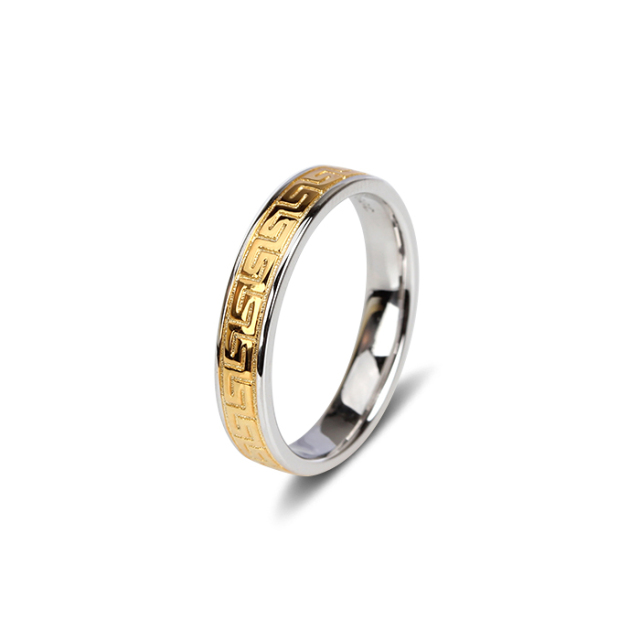 925 Sterling Silver Two-Tone Gold Plated Ring Jewelry With Pattern