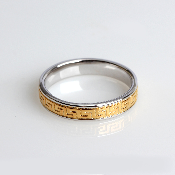 925 Sterling Silver Two-Tone Gold Plated Ring Jewelry With Pattern